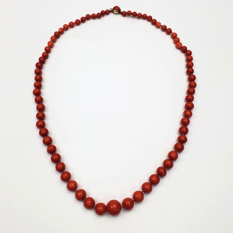 14k gold red coral beaded necklace