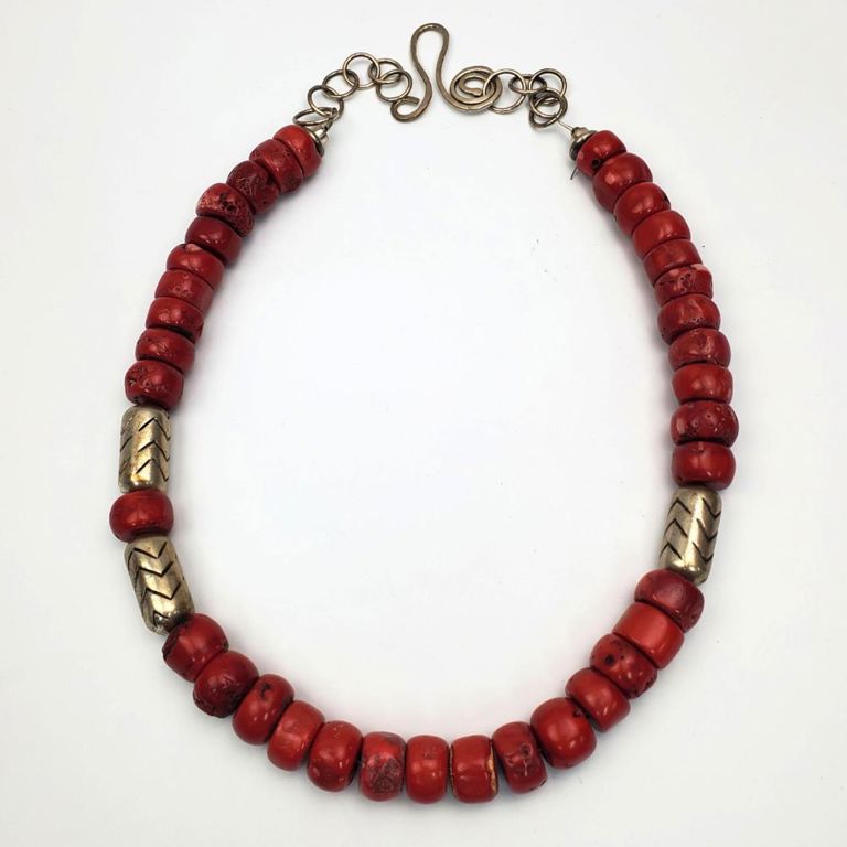 Coral beaded necklace
