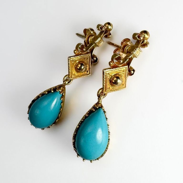 14k gold turquoise earrings