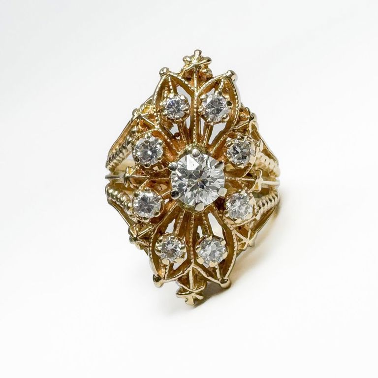 14k gold diamond cocktail ring
