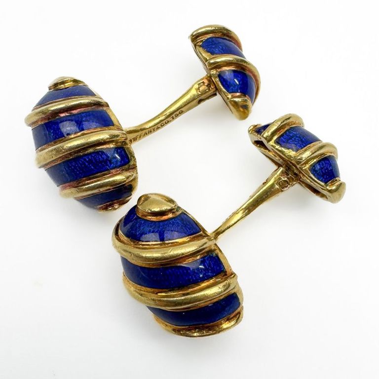 18k gold and enamel cufflinks