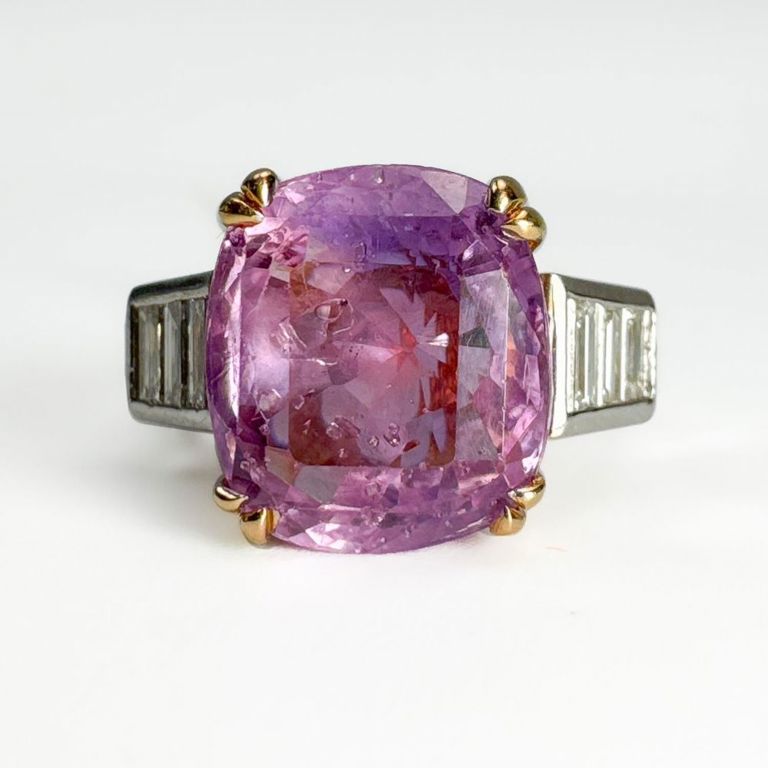 18k gold pink sapphire and diamond ring