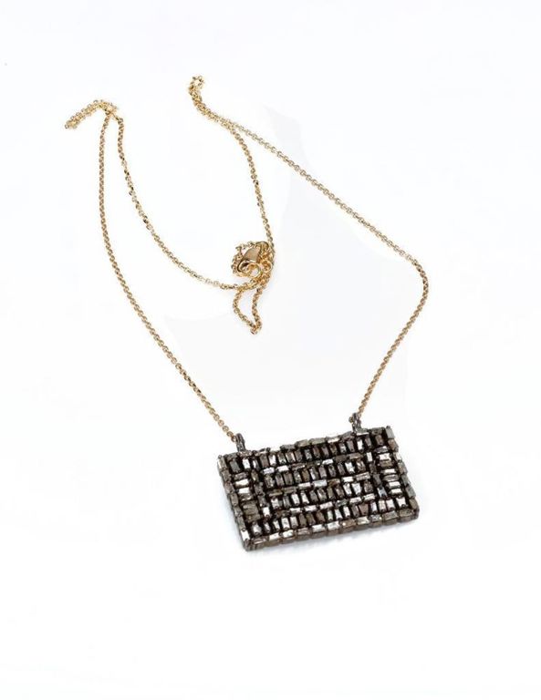 14k gold and silver diamond pendant necklace