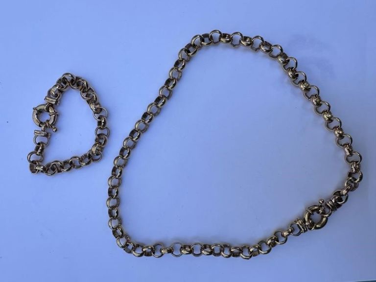 18k gold rolo link set