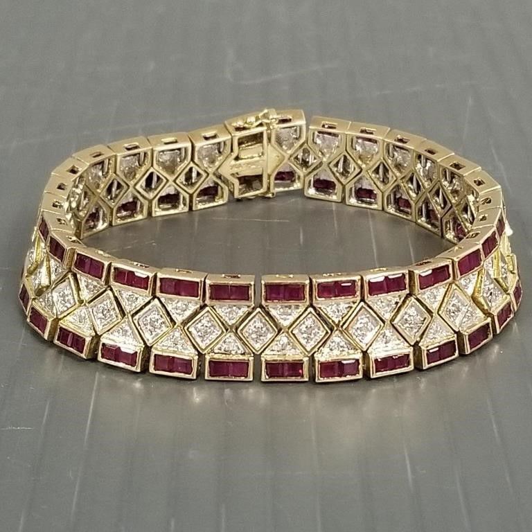 14k gold ruby and diamond bracelet