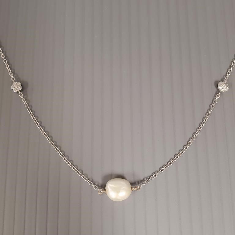 18k gold diamond and pearl necklace