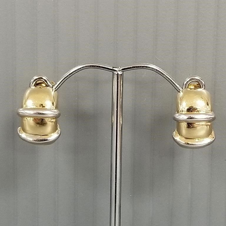 14k two-color gold earrings