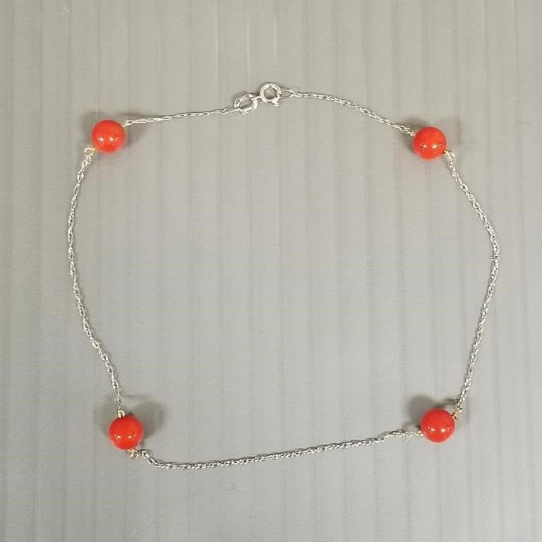 14k white gold coral bracelet