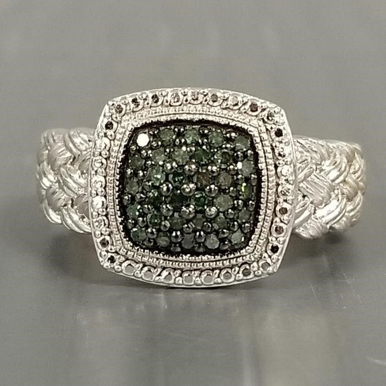 Sterling silver diamond ring