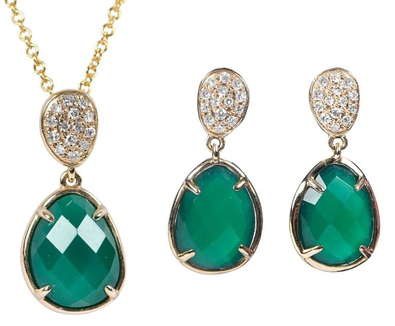 14k yellow gold diamond jewelry set