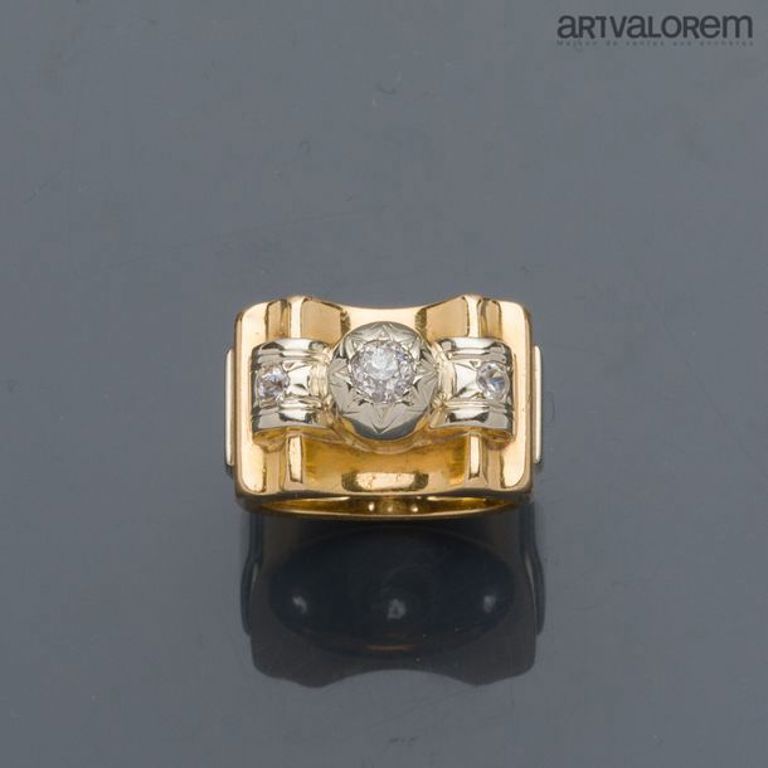 18k gold diamond tank ring