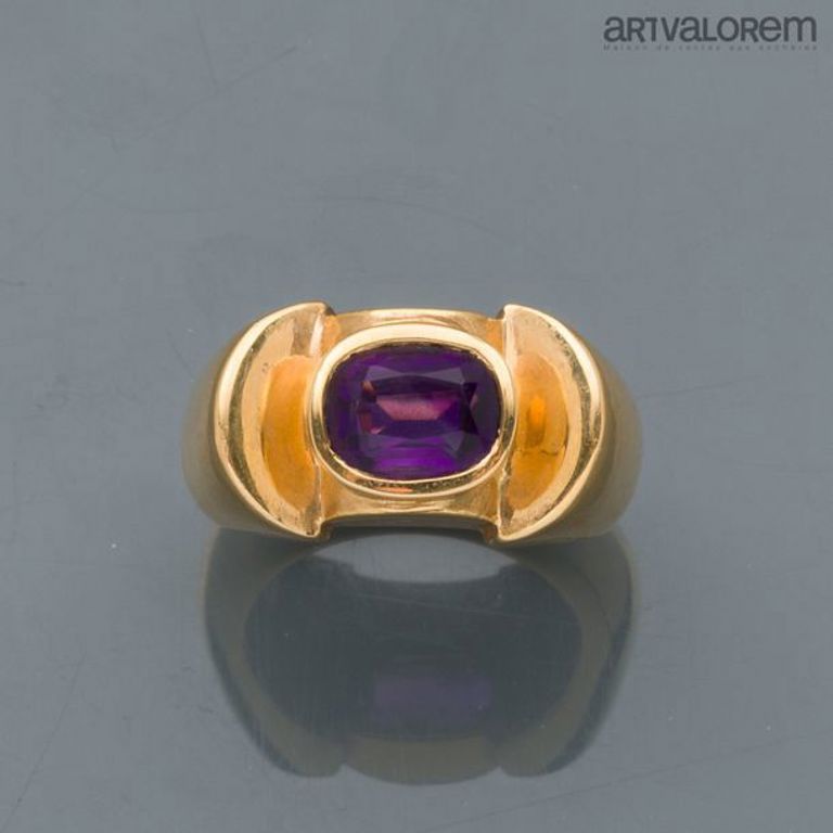 18k gold amethyst tank ring