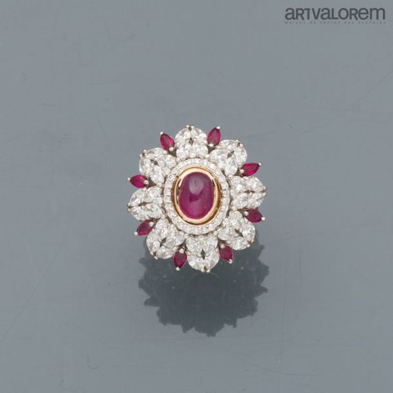 18k rose gold ruby and diamond daisy ring