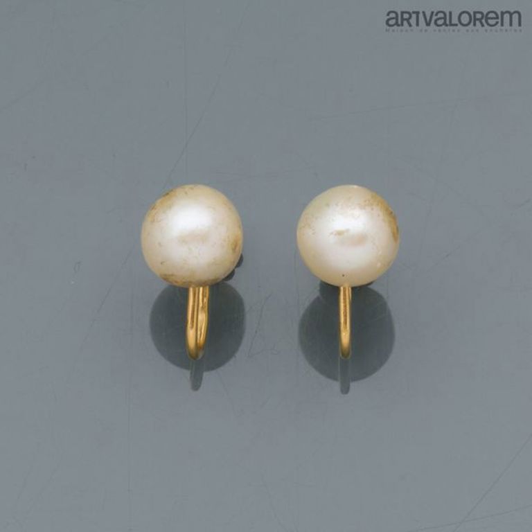 18k yellow gold pearl earrings