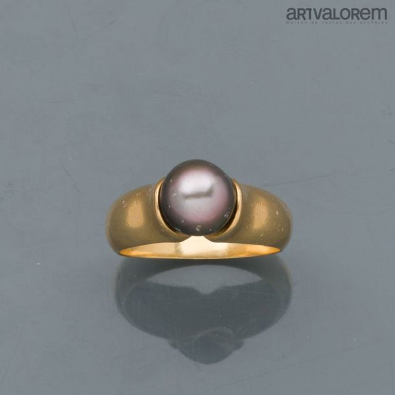 18k yellow gold pearl ring