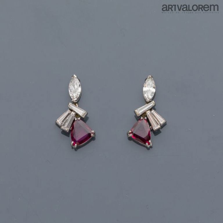 18k gold ruby and diamond earrings
