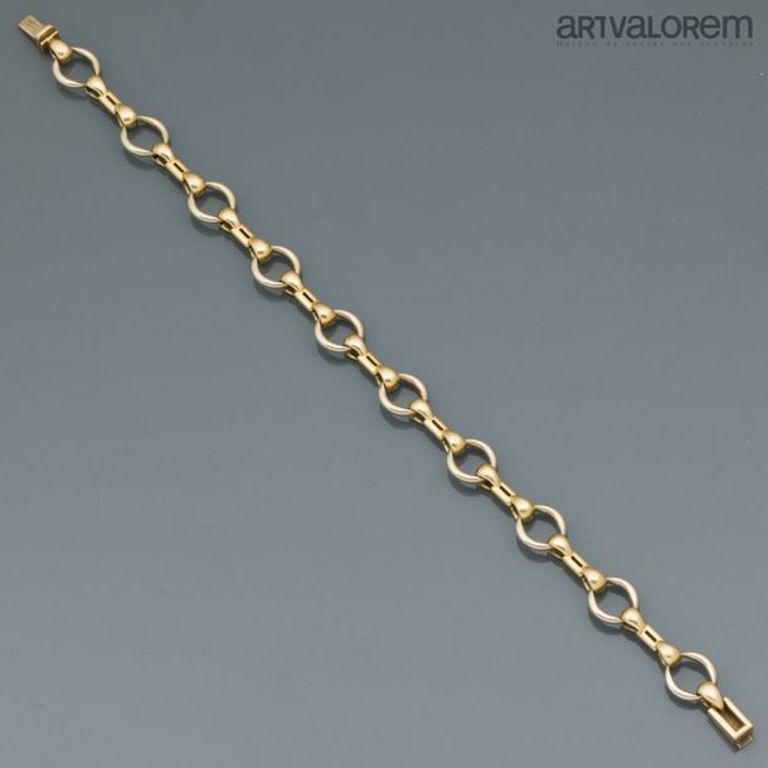 18k gold stirrup link bracelet
