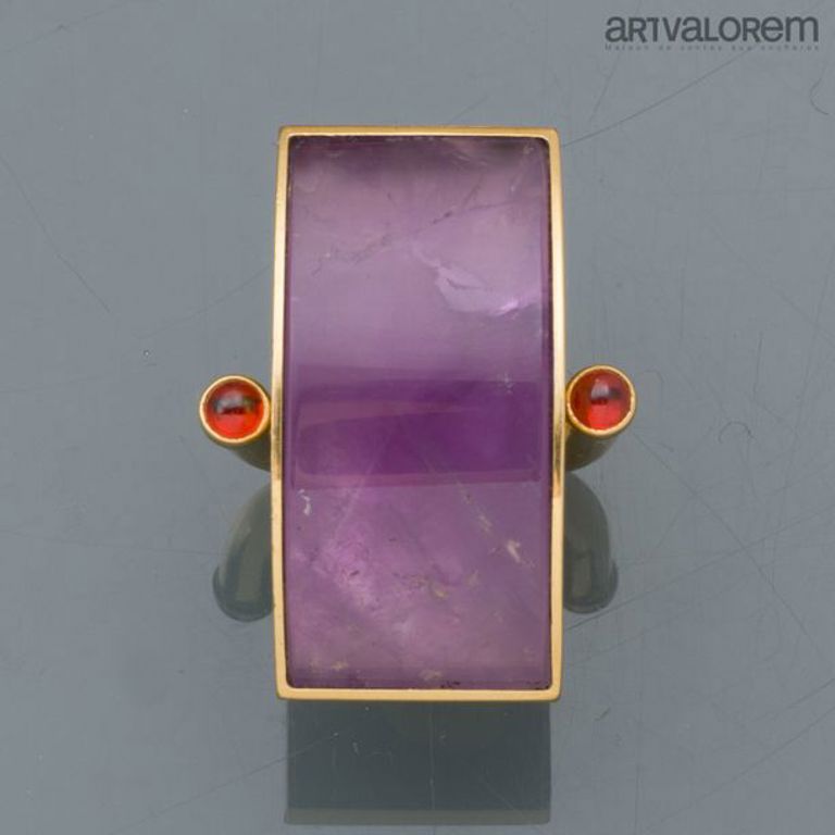 18k gold amethyst and tourmaline ring