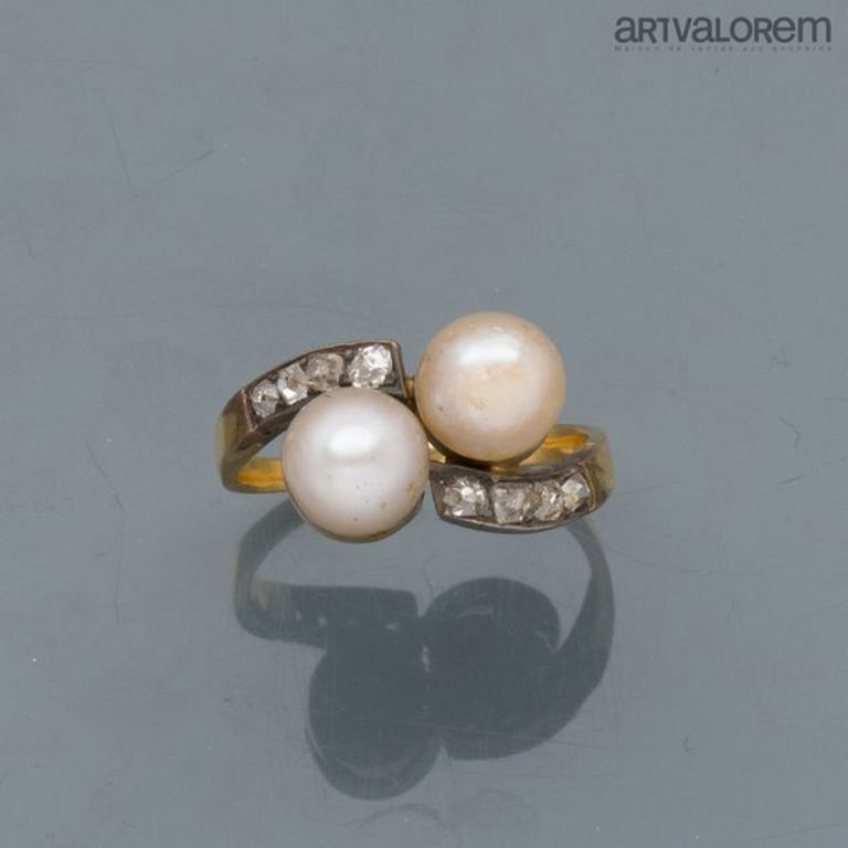 18k gold diamond pearl ring