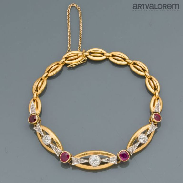 18k gold diamond ruby bracelet