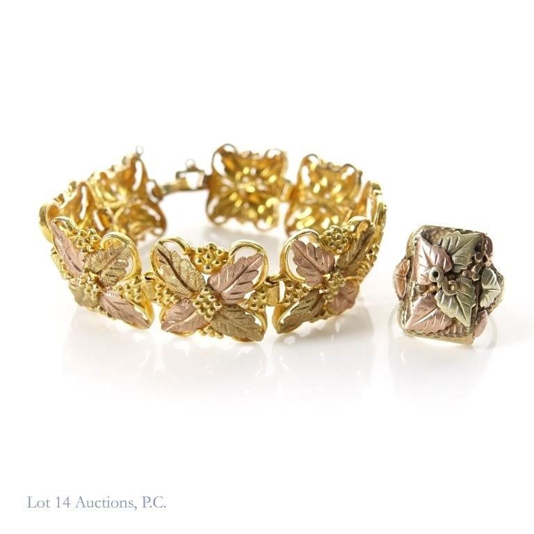 12k yellow gold ring and bracelet