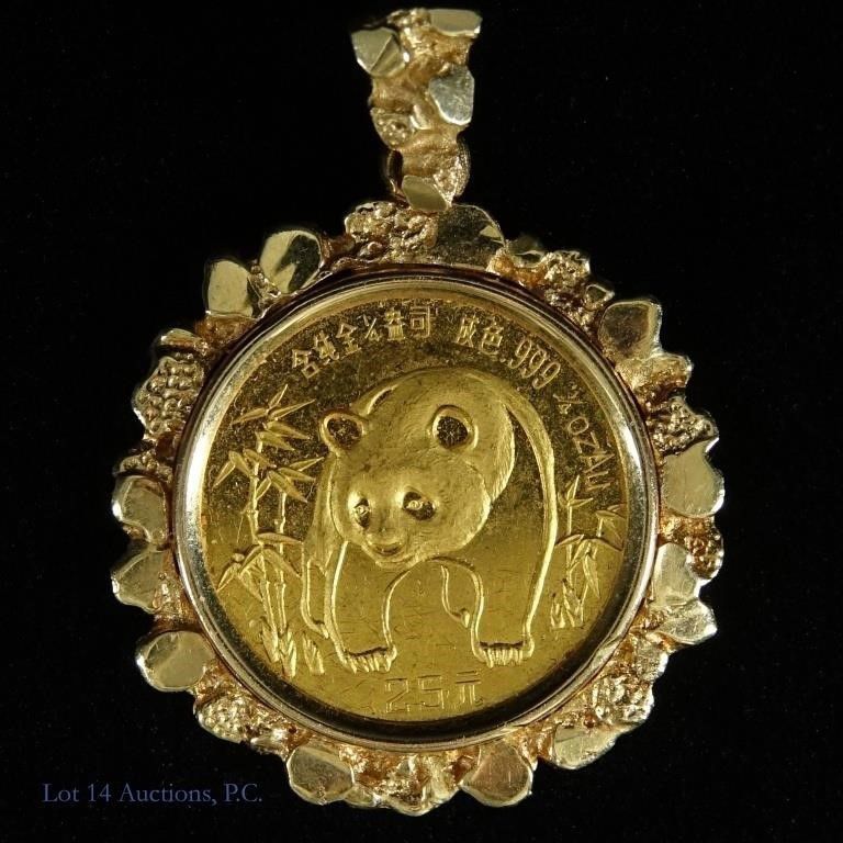 999 yellow gold coin in 14k yellow gold bezel