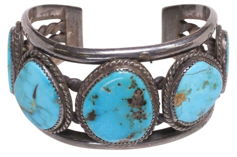 Silver turquoise cuff bracelet