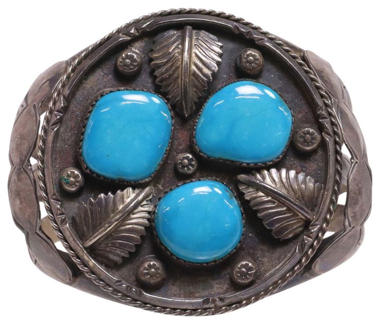 Silver turquoise cuff bracelet