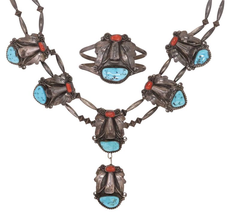 Silver turquoise jewelry set