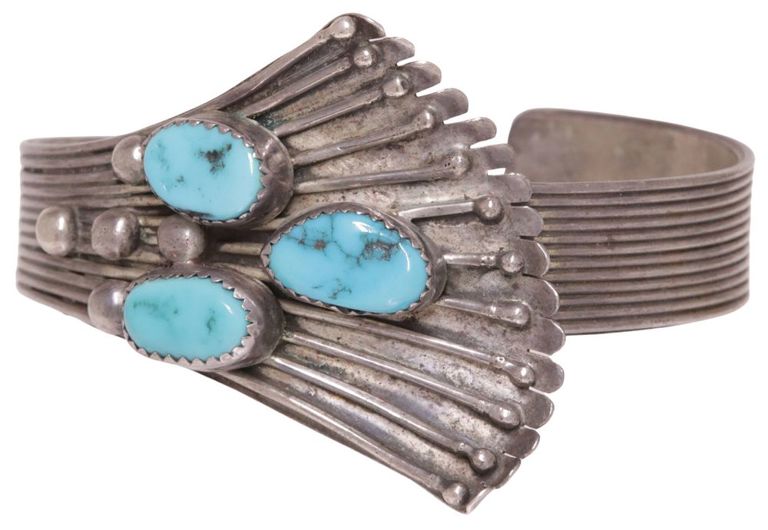 Silver turquoise cuff bracelet