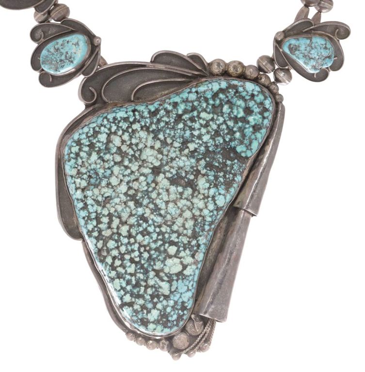 Silver turquoise statement necklace