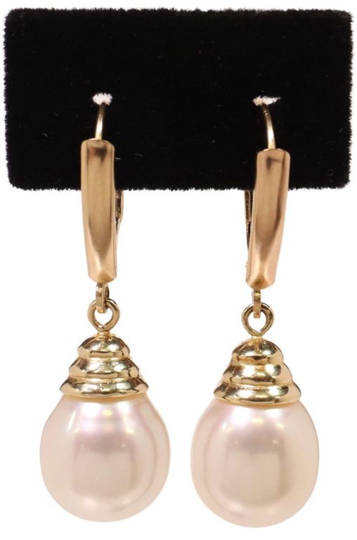 14k gold pearl drop earrings