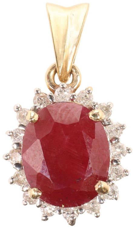 14k gold ruby diamond pendant