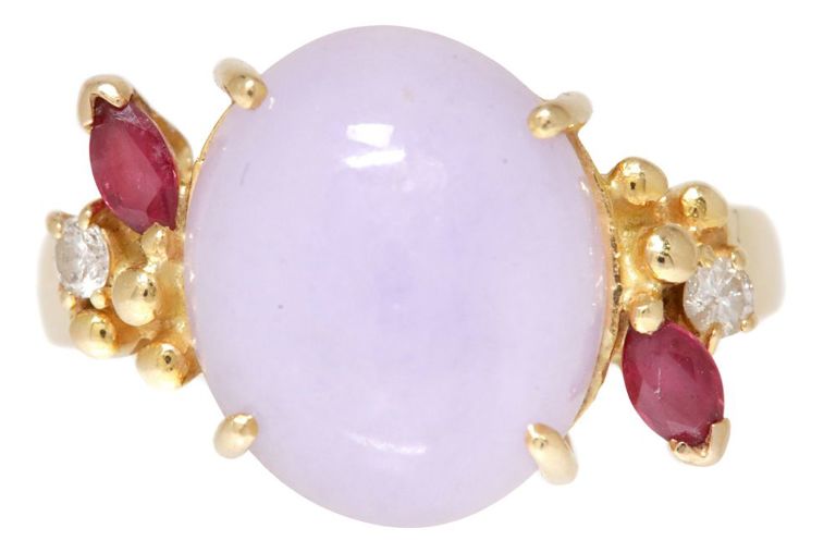 18k gold lavender jade ring