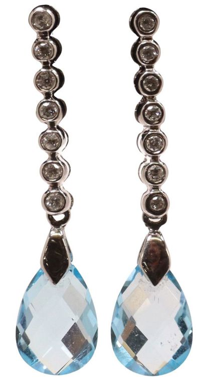 14k white gold topaz earrings