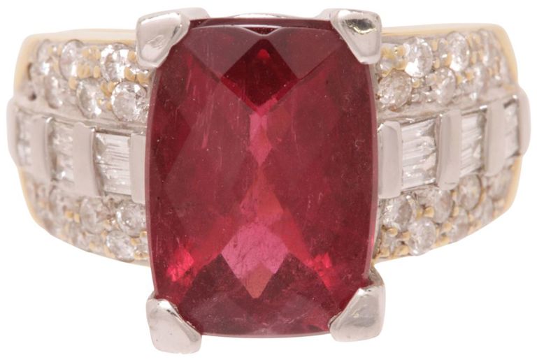 18k gold and platinum rubellite ring