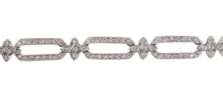 14k white gold diamond link bracelet