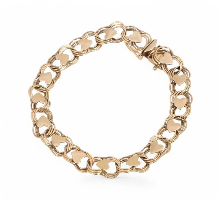 14k gold spiral heart link bracelet
