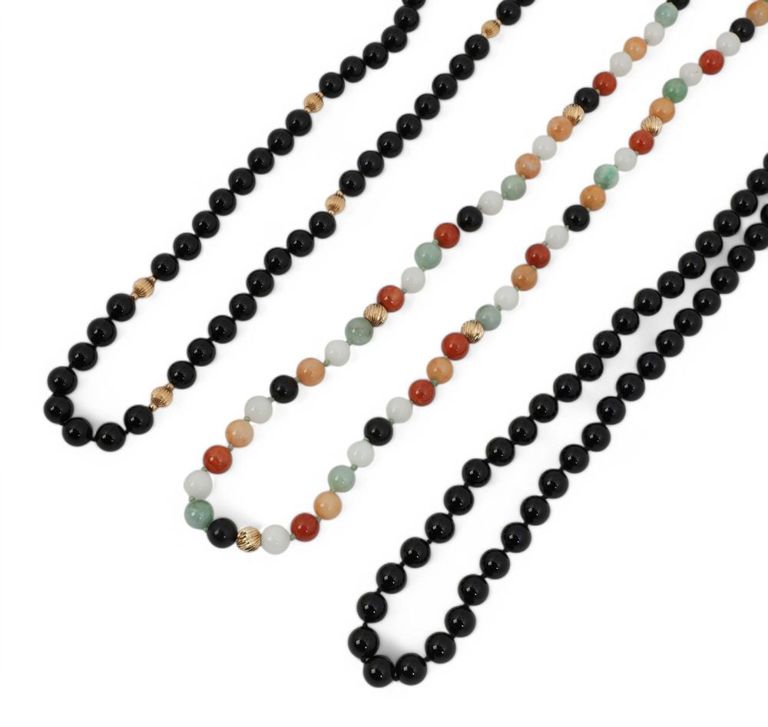 Gold bead gemstone necklaces