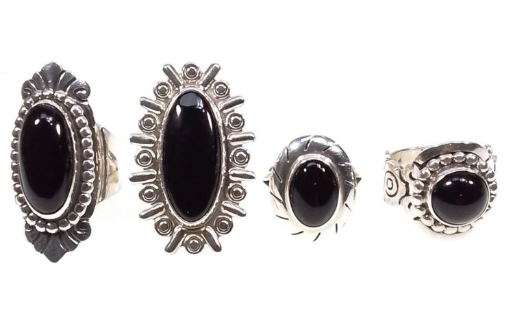 Sterling silver onyx ring set