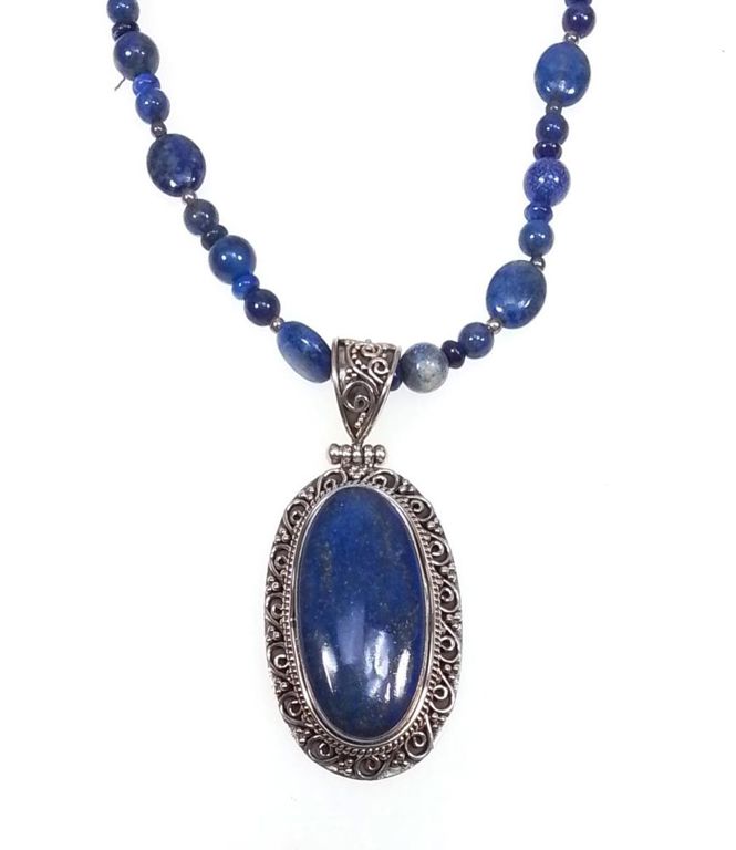 Sterling silver lapis necklace