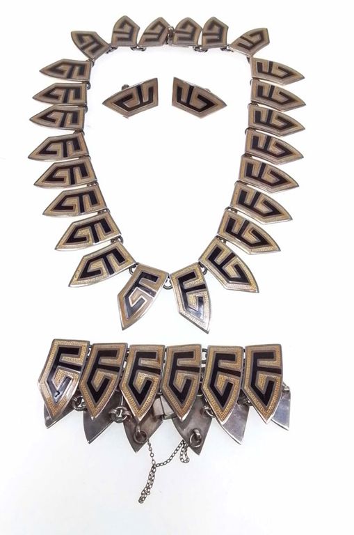 Sterling silver enamel jewelry set