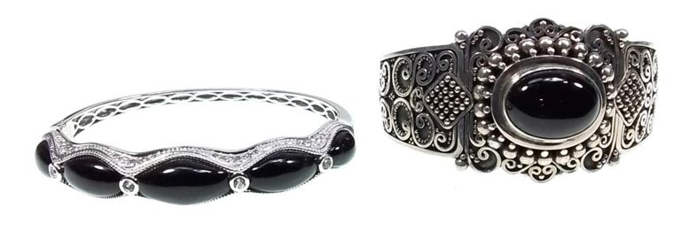 Sterling silver onyx cuff bracelet set