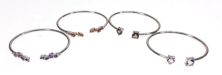 Sterling silver amethyst and citrine bracelet set