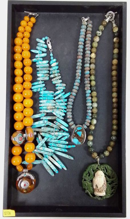 Silver turquoise and coral necklace set