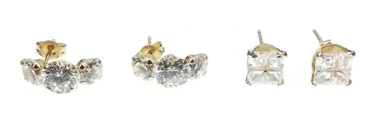 10k gold and 14k gold cubic zirconia earrings