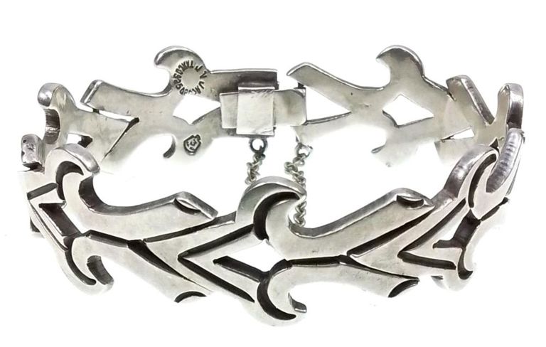 Sterling silver panel link bracelet