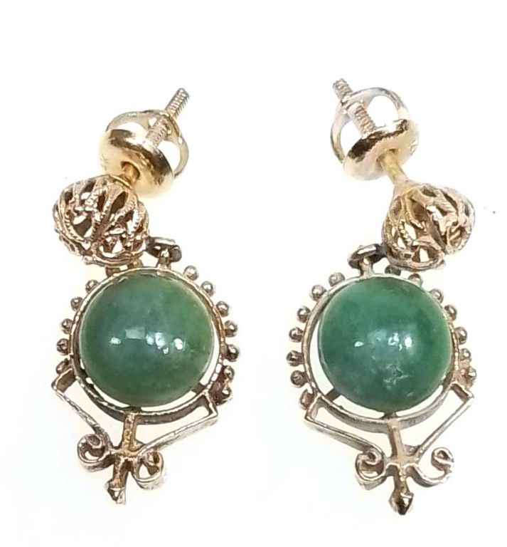 14k gold jade earrings