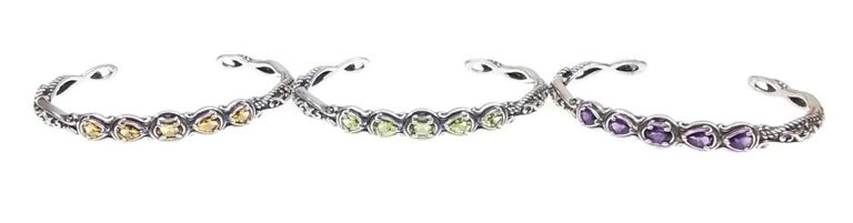 Sterling silver amethyst and citrine bracelet set