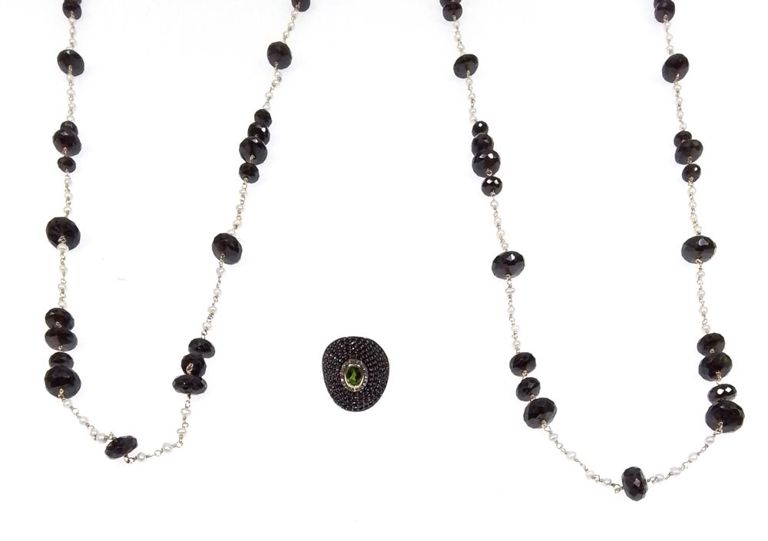 Sterling silver emerald and onyx jewelry set
